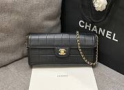 Kitlife Chanel East West Teal Chocolate Bar Quilted Chain Flap Bag Black 26x12.5x4cm - 1