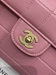 Kitlife Chanel East West Teal Chocolate Bar Quilted Chain Flap Bag Pink 26x12.5x4cm - 5