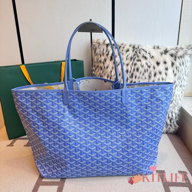 Kitlife Goyard Goyardine 2025 Floral Fantasy ST Louis Tote Bag Blue 34x15x28cm - 1
