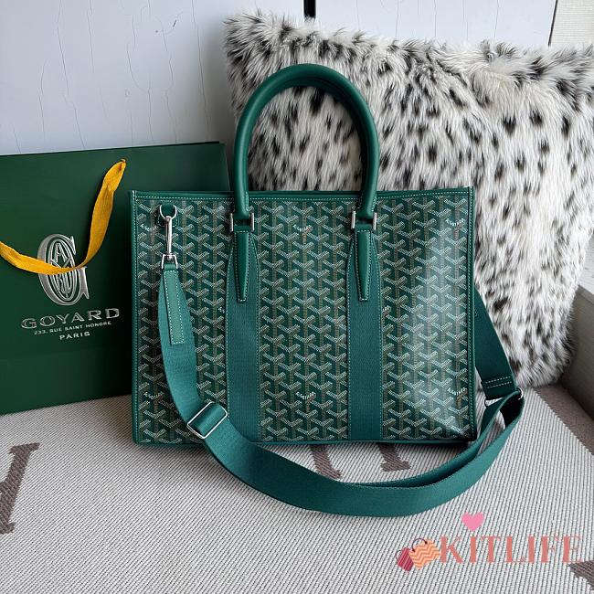 Kitlife Goyard Villette Jacquard PM Tote Bag in Green 39x6.5x29cm - 1
