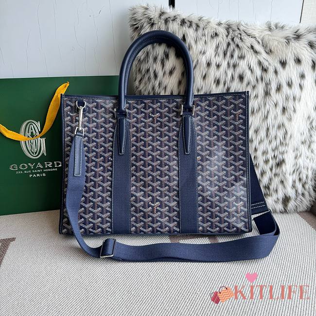 Kitlife Goyard Villette Jacquard PM Tote Bag in Dark Blue 39x6.5x29cm - 1