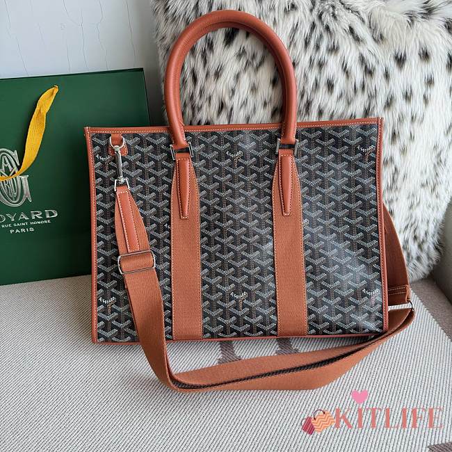Kitlife Goyard Villette Jacquard PM Tote Bag in Black & Brown 39x6.5x29cm - 1