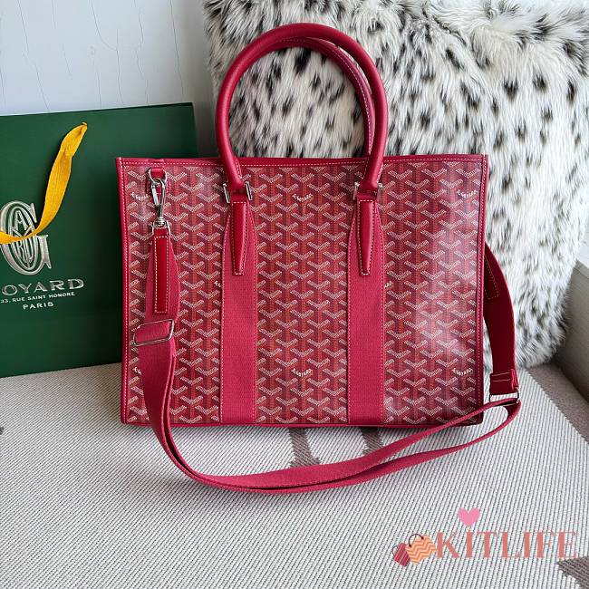 Kitlife Goyard Villette Jacquard PM Tote Bag in Red 39x6.5x29cm - 1