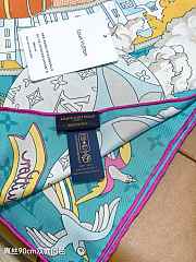 Kitlife Louis Vuitton Journey Scarf Blue 90x90cm - 4