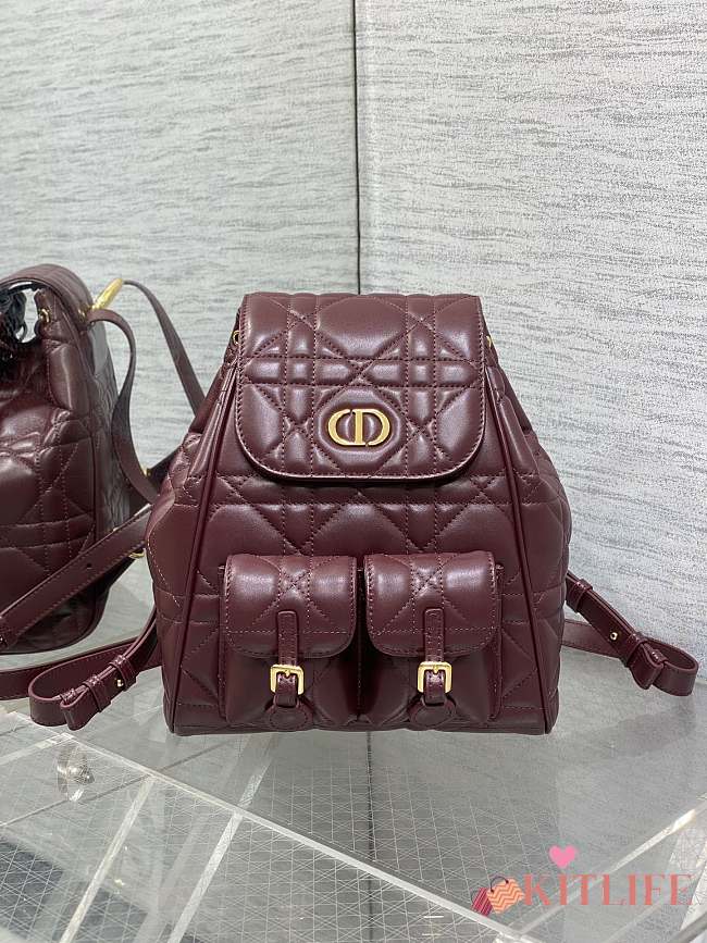 Kitlife Dior Caro Backpack Burgundy 23x11x25cm - 1