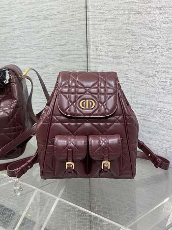 Kitlife Dior Caro Backpack Burgundy 23x11x25cm