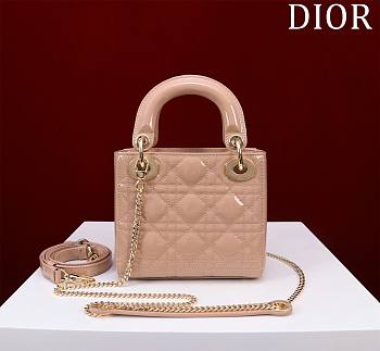 Kitlife Dior Lady Diana Beige Patent Leather Bag M0505 17x15x7cm