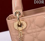 Kitlife Dior Lady Diana Beige Patent Leather Bag M0505 17x15x7cm - 2