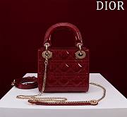 Kitlife Dior Lady Diana Red Patent Leather Bag M0505 17x15x7cm - 1