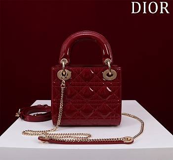 Kitlife Dior Lady Diana Red Patent Leather Bag M0505 17x15x7cm