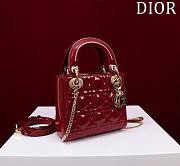 Kitlife Dior Lady Diana Red Patent Leather Bag M0505 17x15x7cm - 5