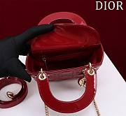 Kitlife Dior Lady Diana Red Patent Leather Bag M0505 17x15x7cm - 4