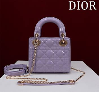 Kitlife Dior Lady Diana Purple Patent Leather Bag M0505 17x15x7cm