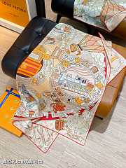 Kitlife Louis Vuitton Journey Scarf Beige & White 90x90cm - 4