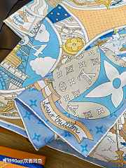 Kitlife Louis Vuitton Journey Scarf Blue & Beige 90x90cm - 5