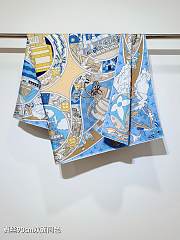 Kitlife Louis Vuitton Journey Scarf Blue & Beige 90x90cm - 4