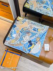 Kitlife Louis Vuitton Journey Scarf Blue & Beige 90x90cm - 3