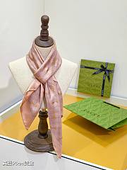 Kitlife Gucci Horsebit Gold Stamping Twill Silk Scarf Beige & Light Brown 90x90cm - 6