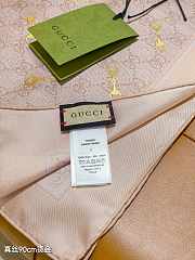Kitlife Gucci Horsebit Gold Stamping Twill Silk Scarf Beige & Light Brown 90x90cm - 4