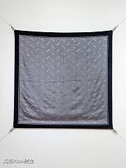 Kitlife Gucci Horsebit Gold Stamping Twill Silk Scarf Grey & Black 90x90cm - 1