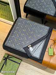 Kitlife Gucci Horsebit Gold Stamping Twill Silk Scarf Grey & Black 90x90cm - 6