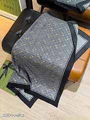 Kitlife Gucci Horsebit Gold Stamping Twill Silk Scarf Grey & Black 90x90cm - 5