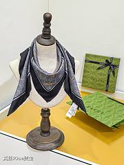 Kitlife Gucci Horsebit Gold Stamping Twill Silk Scarf Grey & Black 90x90cm - 4