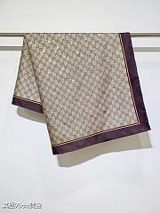 Kitlife Gucci Horsebit Gold Stamping Twill Silk Scarf Beige & Dark Brown 90x90cm - 6