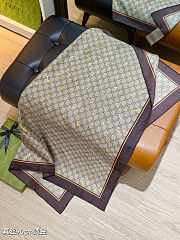 Kitlife Gucci Horsebit Gold Stamping Twill Silk Scarf Beige & Dark Brown 90x90cm - 3