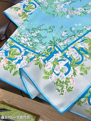 Kitlife Gucci Interlocking G Floral Twill Silk Scarf Blue & White 90x90cm - 5