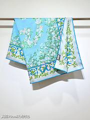 Kitlife Gucci Interlocking G Floral Twill Silk Scarf Blue & White 90x90cm - 2