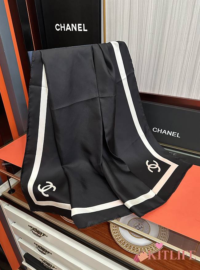 Kitlife Chanel 2025 Square Scarf Black 90x90cm - 1