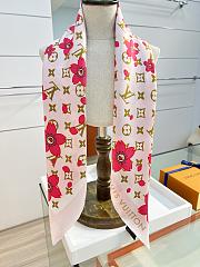 Kitlife Louis Vuitton x TM Monogram White Cherry Blossom Silk Scarf 88x88cm - 6