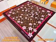 Kitlife Louis Vuitton x TM Monogram Brown Cherry Blossom Silk Scarf 88x88cm - 1
