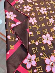 Kitlife Louis Vuitton x TM Monogram Brown Cherry Blossom Silk Scarf 88x88cm - 3