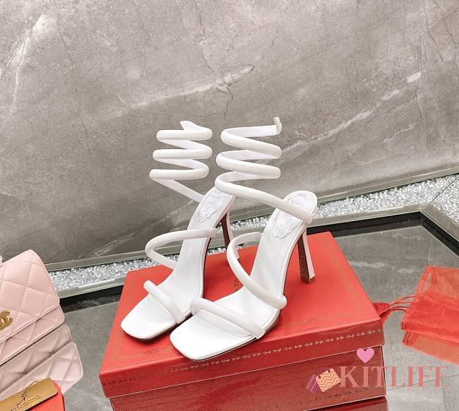 Kitlife Rene Caovilla Margot Embellished High-heeled Sandals White - 1