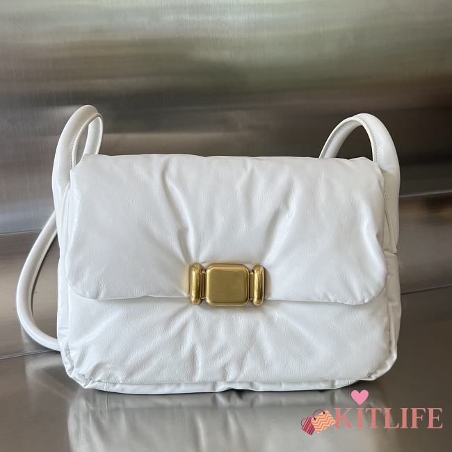Kitlife Bottega Veneta Pad Crossbody Bag White 717237 28x14x10cm - 1