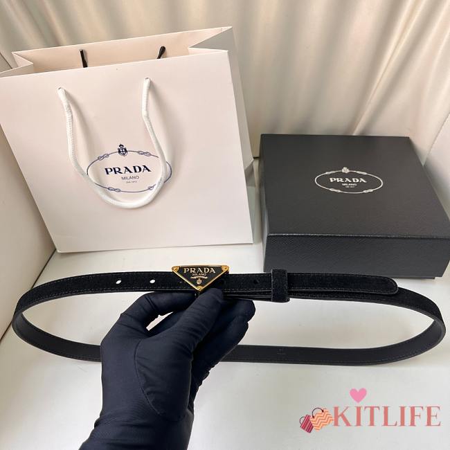 Kitlife Prada Suede Leather Belt Black 1.5cm - 1