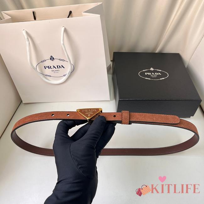 Kitlife Prada Suede Leather Belt Brown 1.5cm - 1
