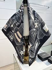 Kitlife Chanel 25S Birdcage Silk Scarf Black 90x90cm - 1