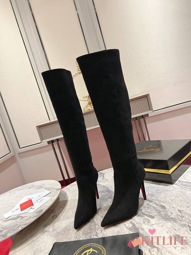 Kitlife Christian Louboutin Kate Kate Botta Boots Black Suede Calfskin - 1