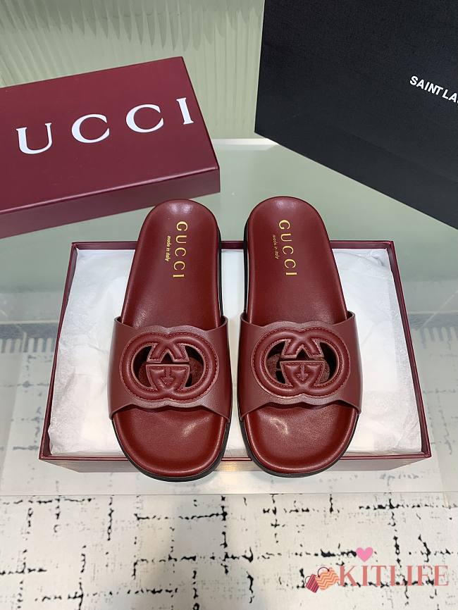 Kitlife Gucci Interlocking Double G Slippers Red - 1