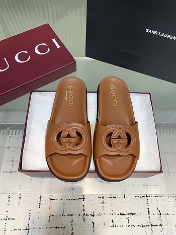 Kitlife Gucci Interlocking Double G Slippers Brown