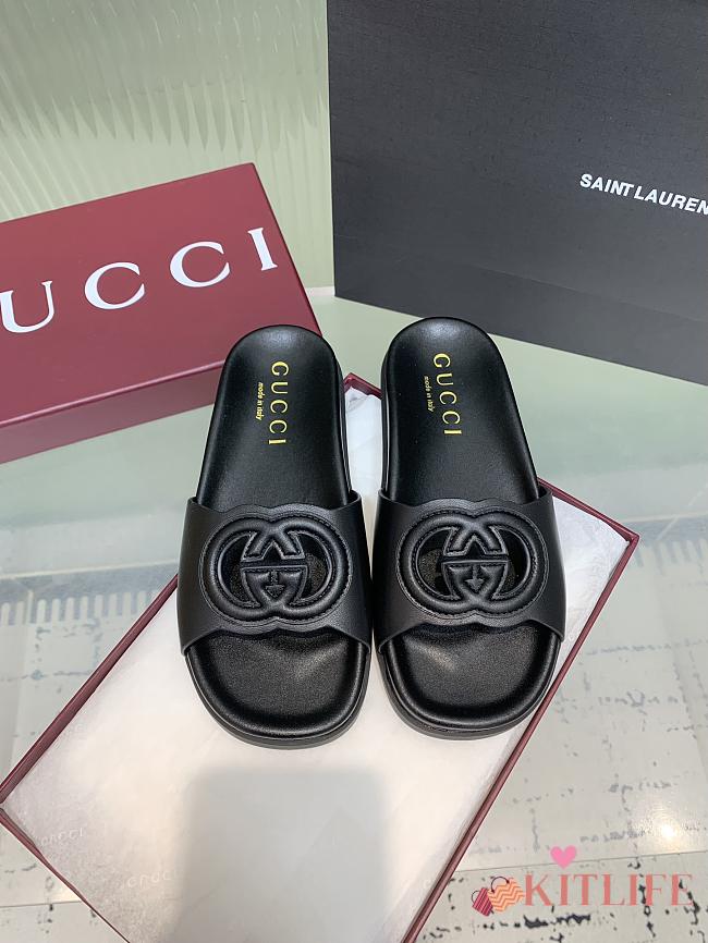 Kitlife Gucci Interlocking Double G Slippers Black - 1