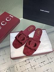 Kitlife Gucci GG Hollow Square Toe Flat Slippers Red - 5