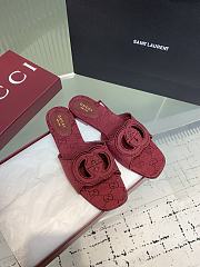 Kitlife Gucci GG Hollow Square Toe Flat Slippers Red - 4