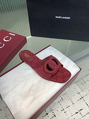 Kitlife Gucci GG Hollow Square Toe Flat Slippers Red - 3