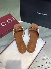 Kitlife Gucci GG Hollow Square Toe Flat Slippers Brown & Beige - 6
