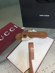 Kitlife Gucci GG Hollow Square Toe Flat Slippers Brown & Beige - 5