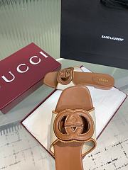 Kitlife Gucci GG Hollow Square Toe Flat Slippers Brown & Beige - 3